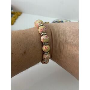 flower fimo clay bead bracelet